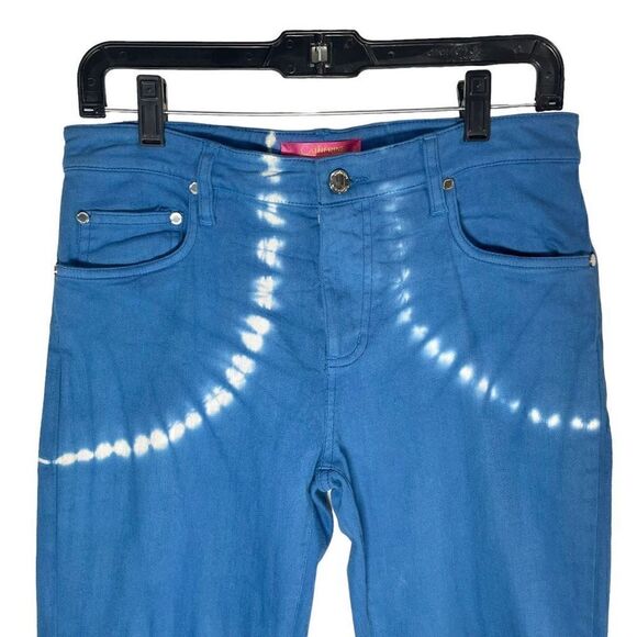 Catherine Malandrino Women Size 10 Blue White Printed Straight Jeans Mid Rise Ti - Picture 3 of 9